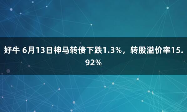 好牛 6月13日神马转债下跌1.3%，转股溢价率15.92%