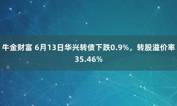 牛金财富 6月13日华兴转债下跌0.9%，转股溢价率35.46%